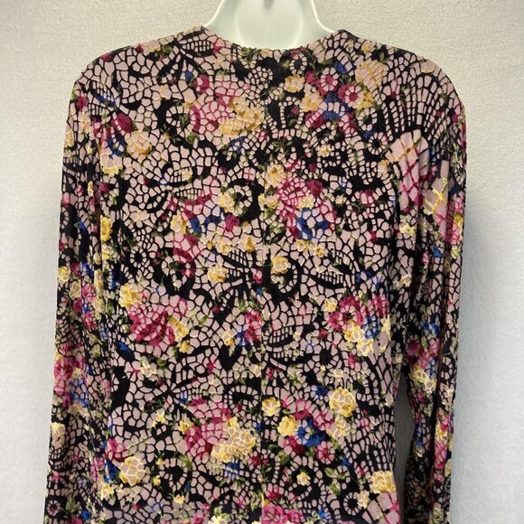 Petit Pois Viviana G Velvet Burnout Dress Womens Size XL Black Pink Lightweight - Picture 14 of 14